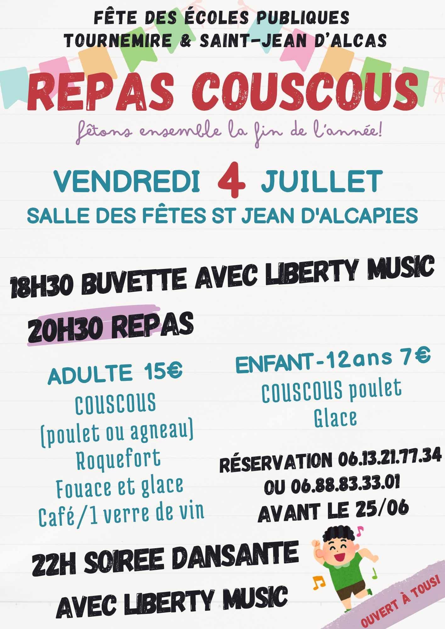 Lire la suite à propos de l’article Repas couscous organisé par l’APE