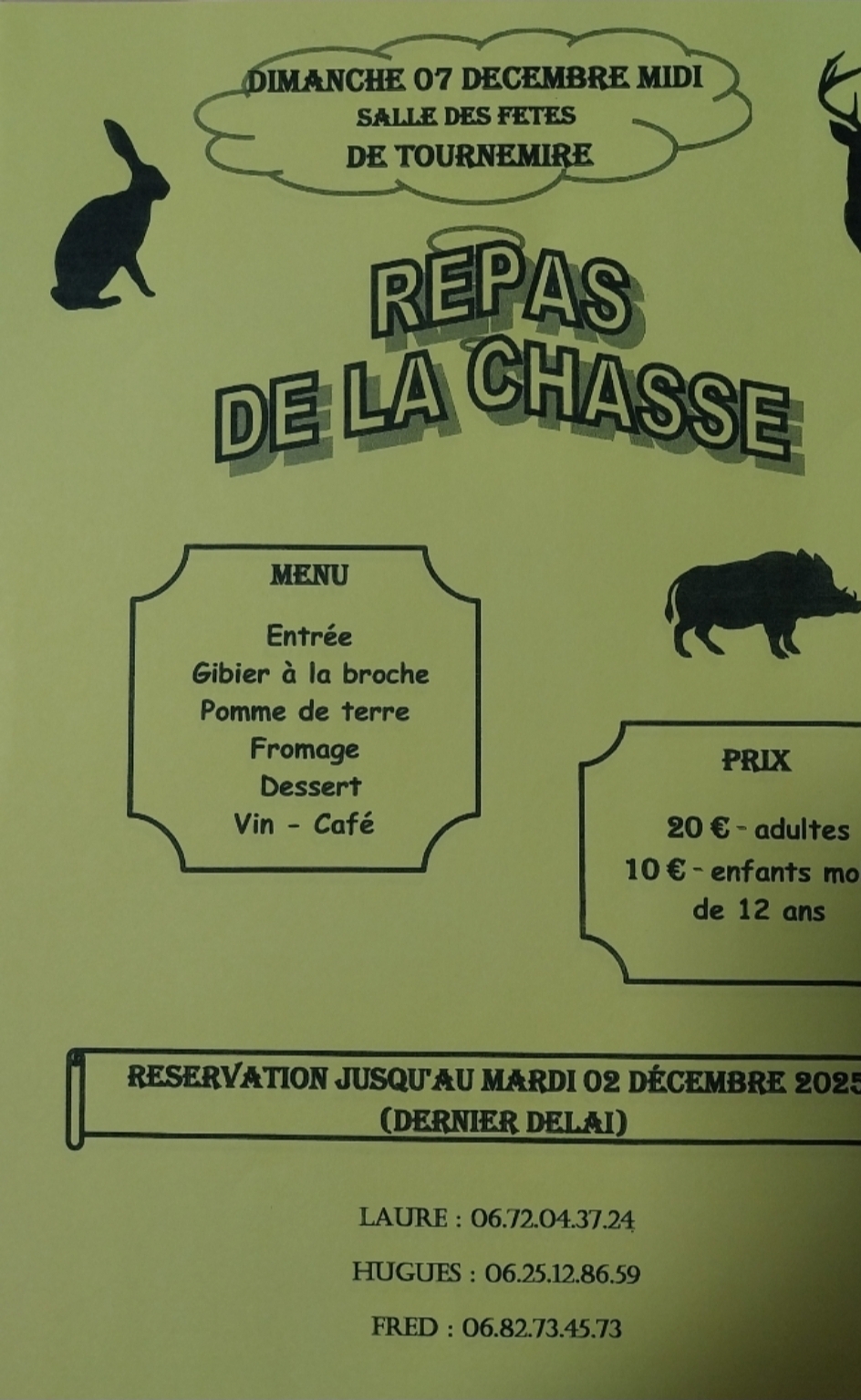 Lire la suite à propos de l’article Repas de l’association de la chasse
